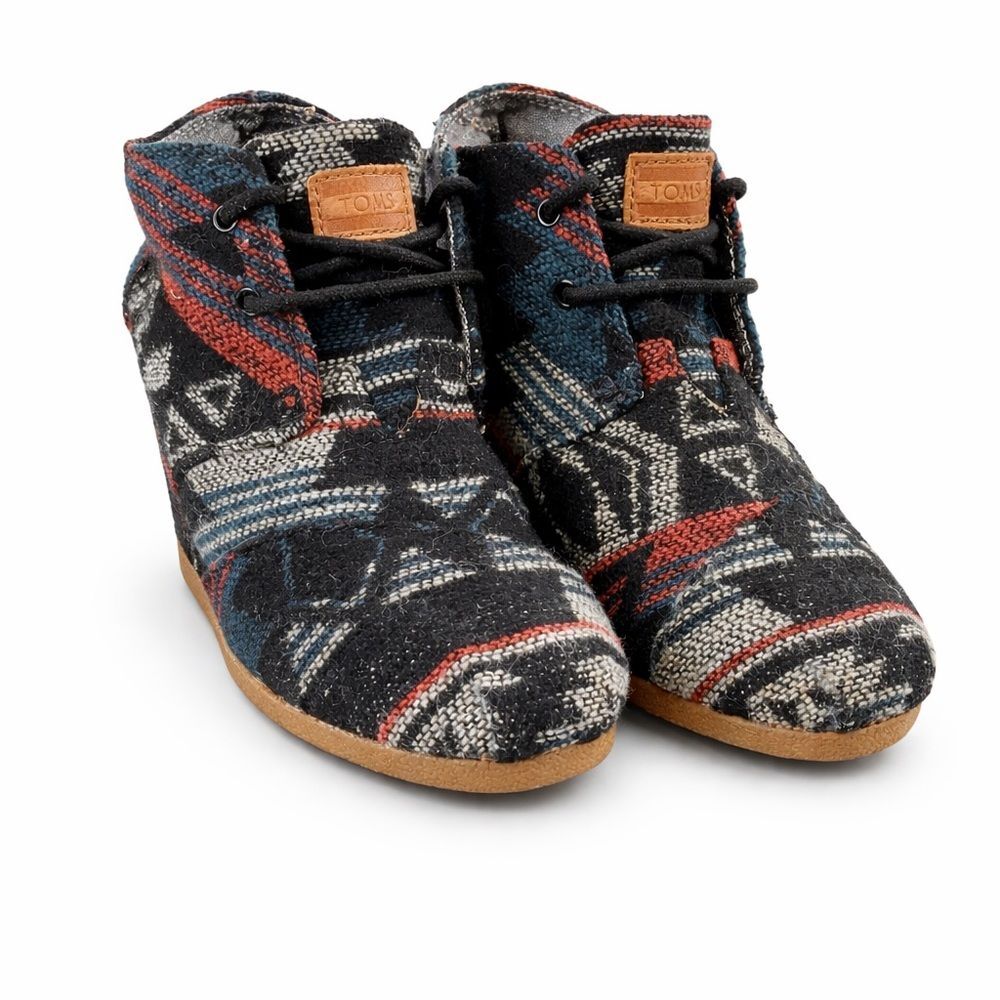 TOMS Women’s Tribal Woven Wedge Booties Lace-Up Size 5.5
